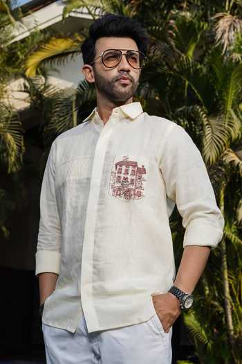 Buy_Heartistry by Anky_Ivory Linen The Heritage Villa Shirt _at_Aza_Fashions