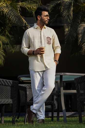 Shop_Heartistry by Anky_Ivory Linen The Heritage Villa Shirt _at_Aza_Fashions