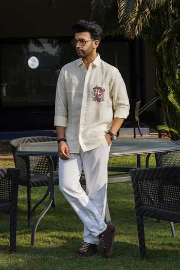 Heartistry by Anky_Ivory Linen The Heritage Villa Shirt _Online_at_Aza_Fashions