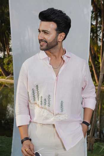 Heartistry by Anky_Pink Linen Alpine Meadow Shirt _Online_at_Aza_Fashions