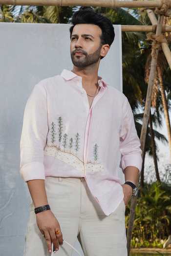 Buy_Heartistry by Anky_Pink Linen Alpine Meadow Shirt _Online_at_Aza_Fashions