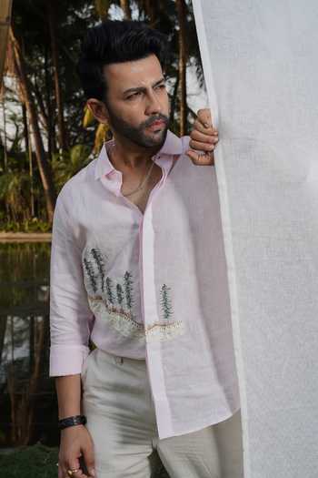Shop_Heartistry by Anky_Pink Linen Alpine Meadow Shirt _Online_at_Aza_Fashions