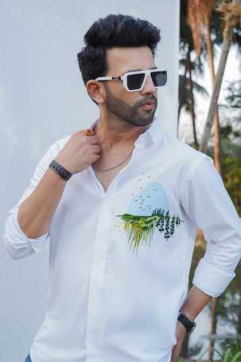 Heartistry by Anky_White Pure Cotton Arctic Horizon Shirt _Online_at_Aza_Fashions