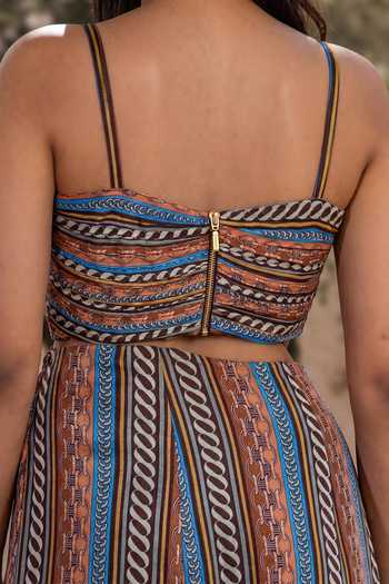 Shop_Nautanky_Blue Crepe Square Neck Sahara Glow Hand Embroidered Dress _Online_at_Aza_Fashions