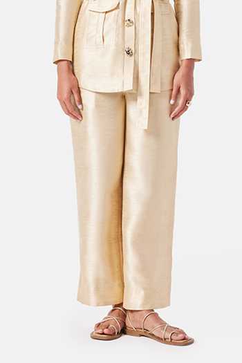 Buy_NOTEBOOK_Beige Polyester Collared Neck Allison Shirt And Pant Set _Online_at_Aza_Fashions