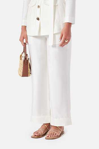 Buy_NOTEBOOK_Ivory Polyester Collared Neck Allison Shirt And Pant Set _Online_at_Aza_Fashions