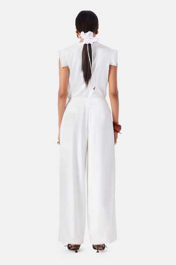 Shop_Notebook_White Crepe Round Neck Blair Placement Embroidered Top And Pant Set _at_Aza_Fashions