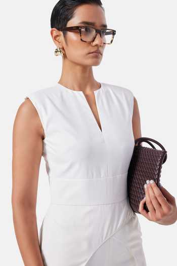 NOTEBOOK_Ivory Rayon Split V-neck Eloise V Jumpsuit _Online_at_Aza_Fashions