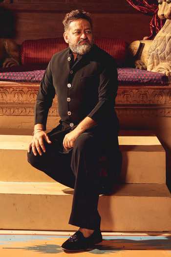 Buy_AMIT BEHKI_Black Silk Embroidery Hand Raw Bandhgala Set _at_Aza_Fashions
