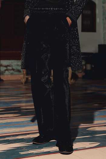 AMIT BEHKI_Black Suiting, Viscose Hand Embroidered Jacket Set _Online_at_Aza_Fashions