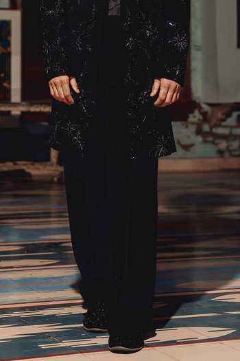 AMIT BEHKI_Black Suiting, Viscose Embellished Sherwani Set _Online_at_Aza_Fashions