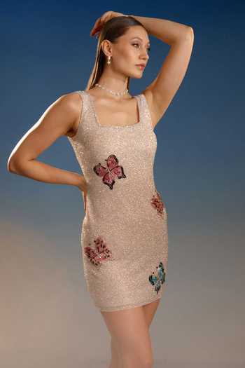 Shop_Bling Empire_Pink Mesh Square Neck Enchanted Butterfly Mini Dress _Online_at_Aza_Fashions
