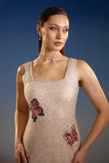 Buy_Bling Empire_Pink Mesh Square Neck Enchanted Butterfly Mini Dress 