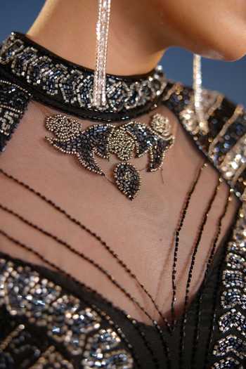 Bling Empire_Black Mesh High , Keyhole Midnight Opulence Embellished Dress _at_Aza_Fashions