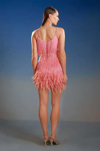 Shop_Bling Empire_Pink Mesh Butterfly Beaded Mini Dress _at_Aza_Fashions
