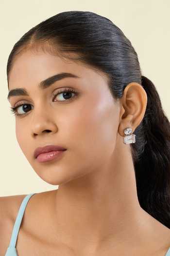 Shop_Isharya_Silver Plated Rosalie Opaline Earrings _Online_at_Aza_Fashions