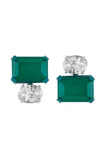 Shop_Isharya_Emerald Green Noire Earrings _at_Aza_Fashions