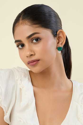 Shop_Isharya_Emerald Green Noire Earrings _Online_at_Aza_Fashions