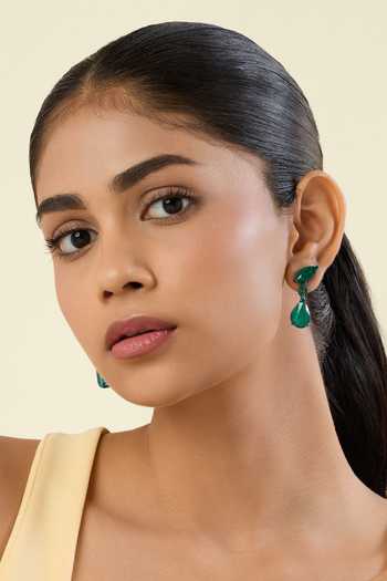 Shop_Isharya_Emerald Green Isolde Earrings _Online_at_Aza_Fashions
