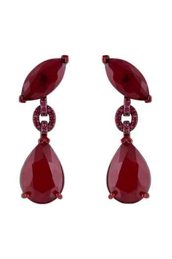 Shop_Isharya_Red Arabella Ruby Dangler Earrings _at_Aza_Fashions