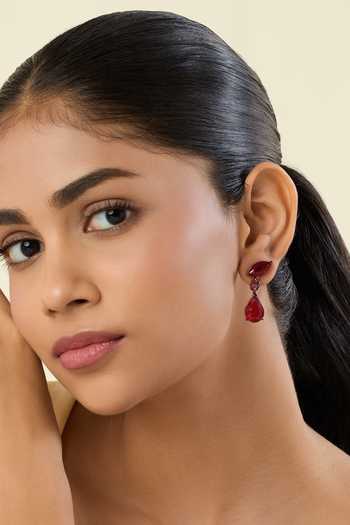 Shop_Isharya_Red Arabella Ruby Dangler Earrings _Online_at_Aza_Fashions