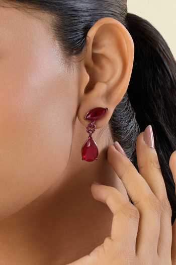 Buy_Isharya_Red Arabella Ruby Dangler Earrings _at_Aza_Fashions
