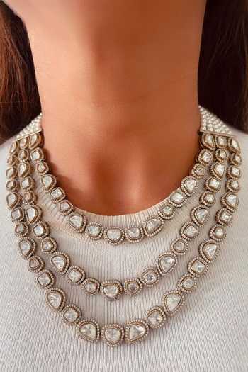Buy_Prerto_White Zarfina Noor-e-tilisma Necklace Set _at_Aza_Fashions