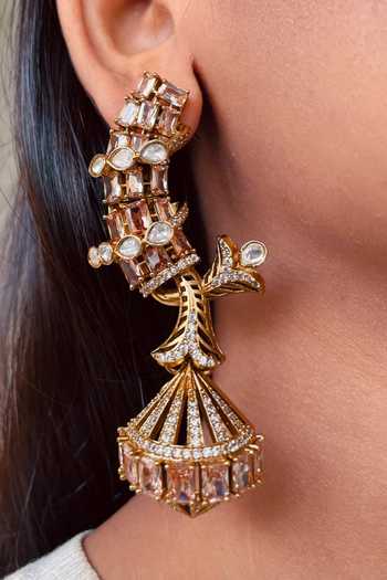 Shop_Prerto_Gold Plated Elara Open Front Necklace Set _at_Aza_Fashions
