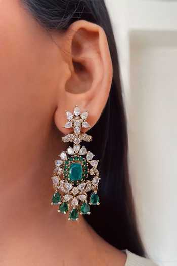 Shop_Prerto_Emerald Green Elina Moissanite Polki Kundan Choker Set _at_Aza_Fashions
