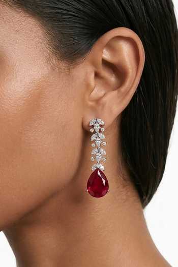 Shop_PRERTO_Red Eman Zircon Compressed Necklace Set _at_Aza_Fashions
