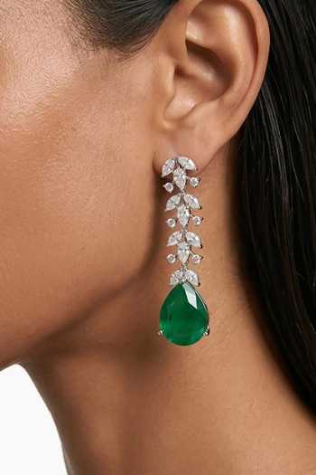 Shop_PRERTO_Emerald Green Eman Zircon Compressed Necklace Set _at_Aza_Fashions