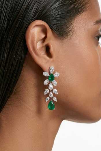 Shop_PRERTO_Emerald Green Dania Zircon Compressed Necklace Set _at_Aza_Fashions