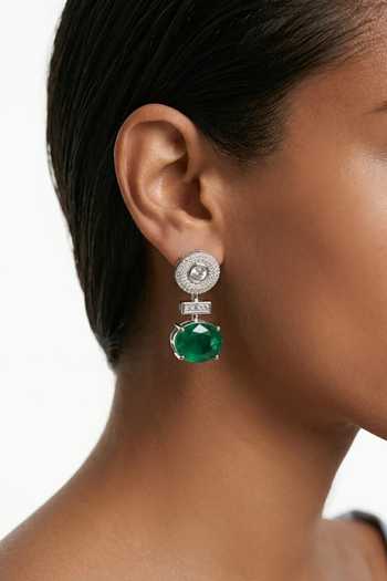 Shop_Prerto_Emerald Green Noorain Zircon Compressed Necklace Set _at_Aza_Fashions