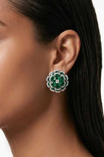 Shop_PRERTO_Emerald Green Safa Blossoming Flowers Choker Set _at_Aza_Fashions