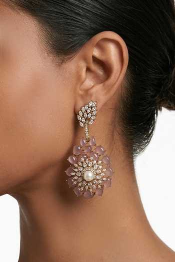 Shop_PRERTO_Pink Asiyah Zircon Necklace Set _at_Aza_Fashions