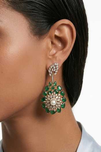 Shop_PRERTO_Emerald Green Asiyah Zircon Studded Necklace Set _at_Aza_Fashions