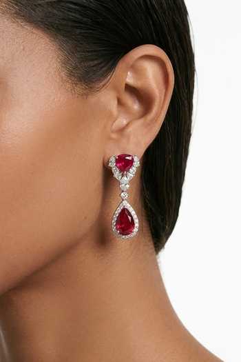 Shop_PRERTO_Red Bahiyya Zircon Pendant Necklace Set _at_Aza_Fashions