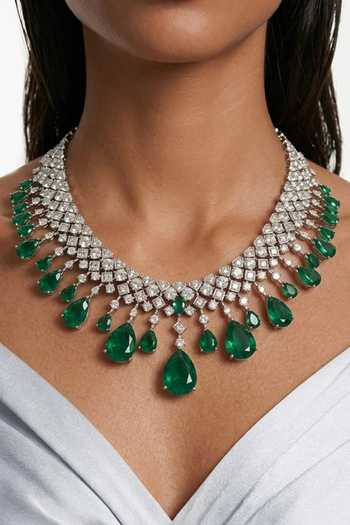 Buy_PRERTO_White Azra Statement Necklace Set _at_Aza_Fashions