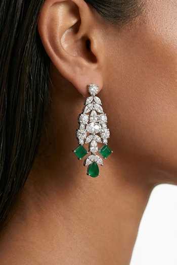 Shop_PRERTO_White Saanvi Drop Necklace Set _at_Aza_Fashions