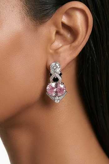 Shop_Prerto_Pink Aarohi Zircon Studded Necklace Set _at_Aza_Fashions