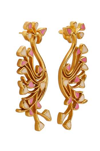 Shop_Dhwani Bansal Jewellery_Multi Color Tayir Enamelled Earrings _at_Aza_Fashions