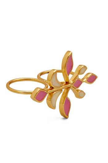 Buy_Dhwani Bansal Jewellery_Multi Color Iri Double Finger Ring _at_Aza_Fashions
