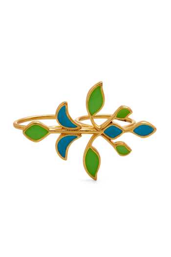 Shop_Dhwani Bansal Jewellery_Multi Color Iri Double Finger Ring _at_Aza_Fashions