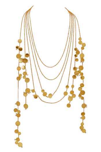 Buy_Dhwani Bansal Jewellery_Gold Plated Aire Layered Necklace _at_Aza_Fashions