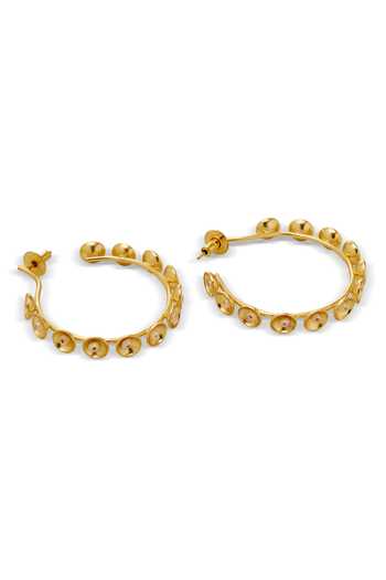 Dhwani Bansal Jewellery_Gold Plated Vitr Sculptural Petal Motif Hoops _Online_at_Aza_Fashions