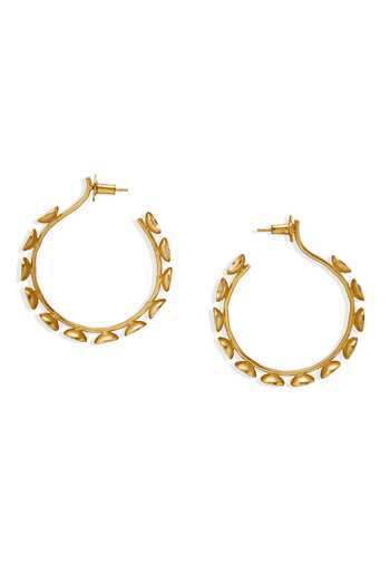 Buy_Dhwani Bansal Jewellery_Gold Plated Vitr Sculptural Petal Motif Hoops _Online_at_Aza_Fashions