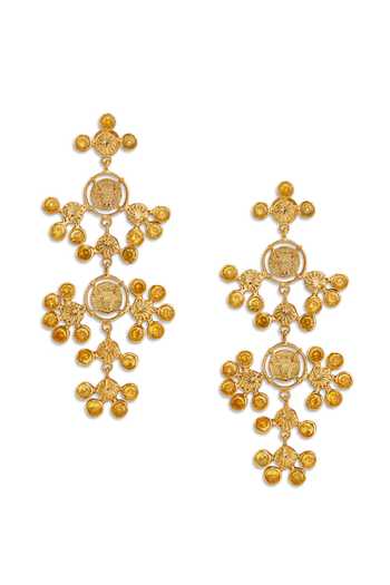 Shop_Dhwani Bansal Jewellery_Yellow Inka Stone Embellished Earrings _at_Aza_Fashions