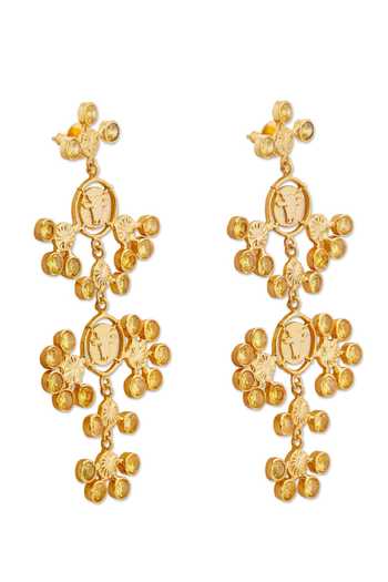 Buy_Dhwani Bansal Jewellery_Yellow Inka Stone Embellished Earrings _Online_at_Aza_Fashions