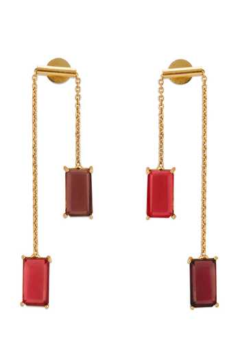 Shop_Dhwani Bansal Jewellery_Purple Kandi Amethyst Stone Embellished Earrings _at_Aza_Fashions