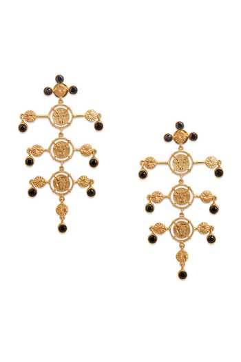 Shop_Dhwani Bansal Jewellery_Black Inka Onyx Embellished Earrings _at_Aza_Fashions